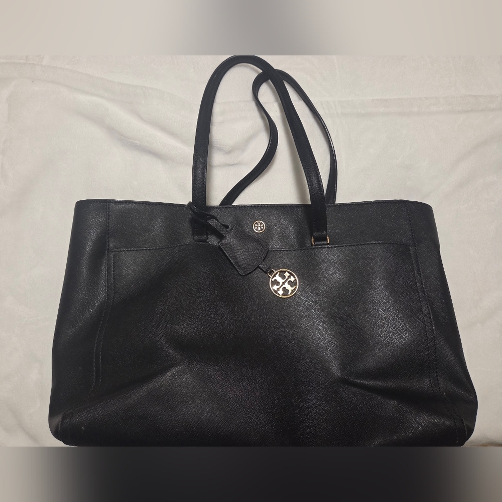 Tory Burch Large Black Robinson Tote Saffiano Leather Bag